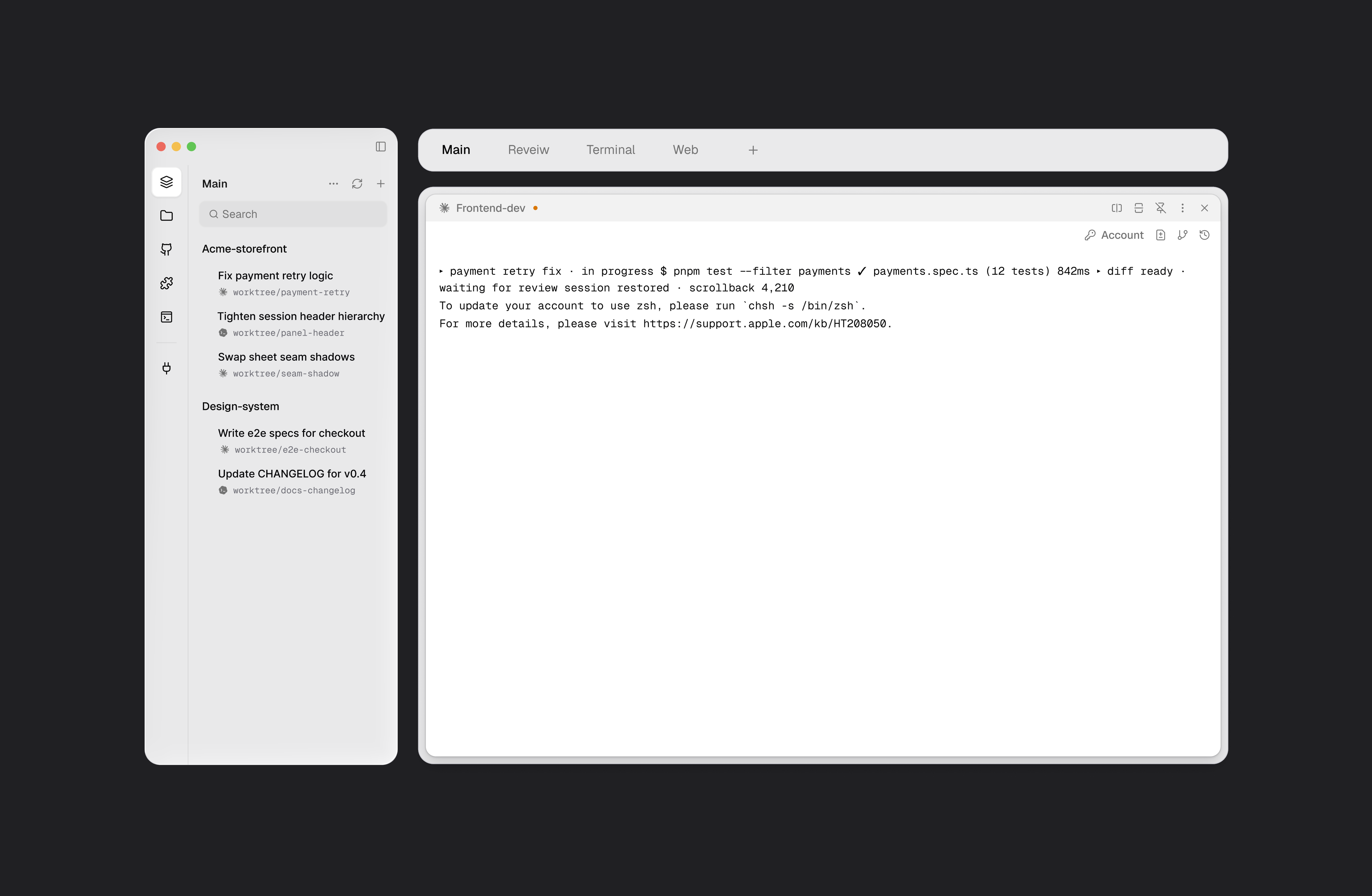 Original Main workspace illustration with projects and agent sessions